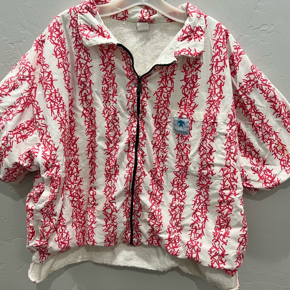Vintage Men’s LEGGOONS Surf Streetwear Terry Cloth Colorful Zip Up Top Medium